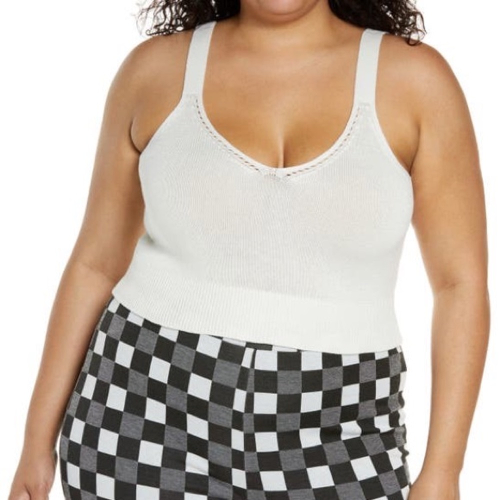 BP. Womens Sweater Top White Ivory Plus size Cropped Tank 2X & 1X